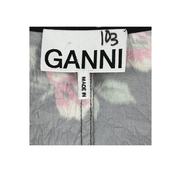 Ganni dress Crinkled satin black floral minidress size 32 (US XXS) - Picture 3 of 6